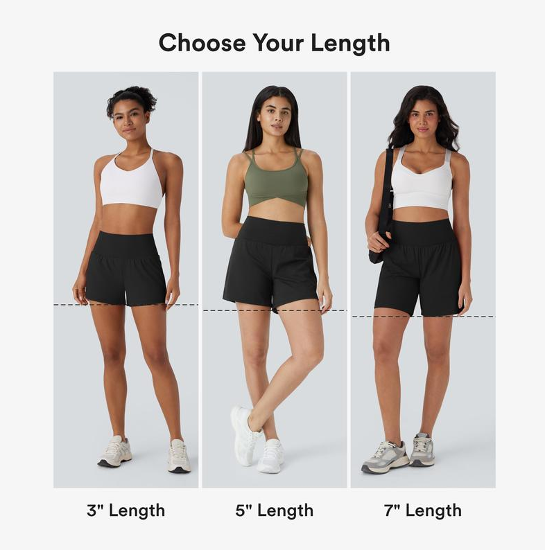 Shorts Compressão 2 em 1 Bolso Traseiro e Lateral Oculto, Ajuste Elástico e Confortável