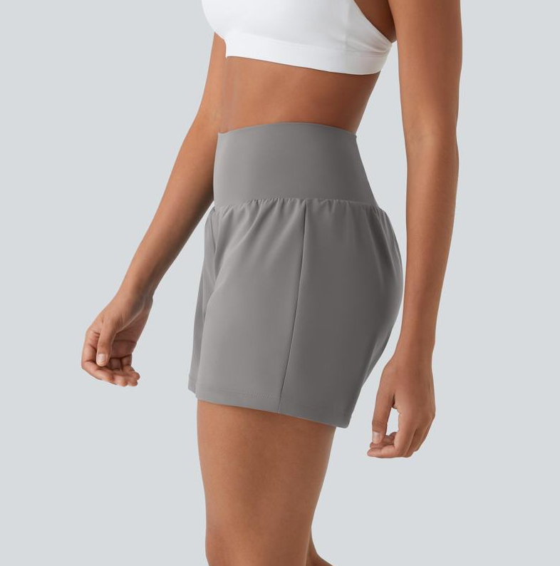 Shorts Compressão 2 em 1 Bolso Traseiro e Lateral Oculto, Ajuste Elástico e Confortável