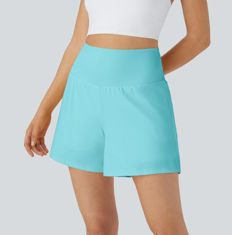 Shorts Compressão 2 em 1 Bolso Traseiro e Lateral Oculto, Ajuste Elástico e Confortável