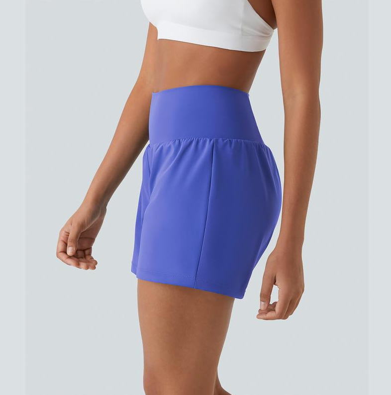 Shorts Compressão 2 em 1 Bolso Traseiro e Lateral Oculto, Ajuste Elástico e Confortável