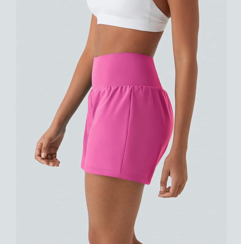 Shorts Compressão 2 em 1 Bolso Traseiro e Lateral Oculto, Ajuste Elástico e Confortável